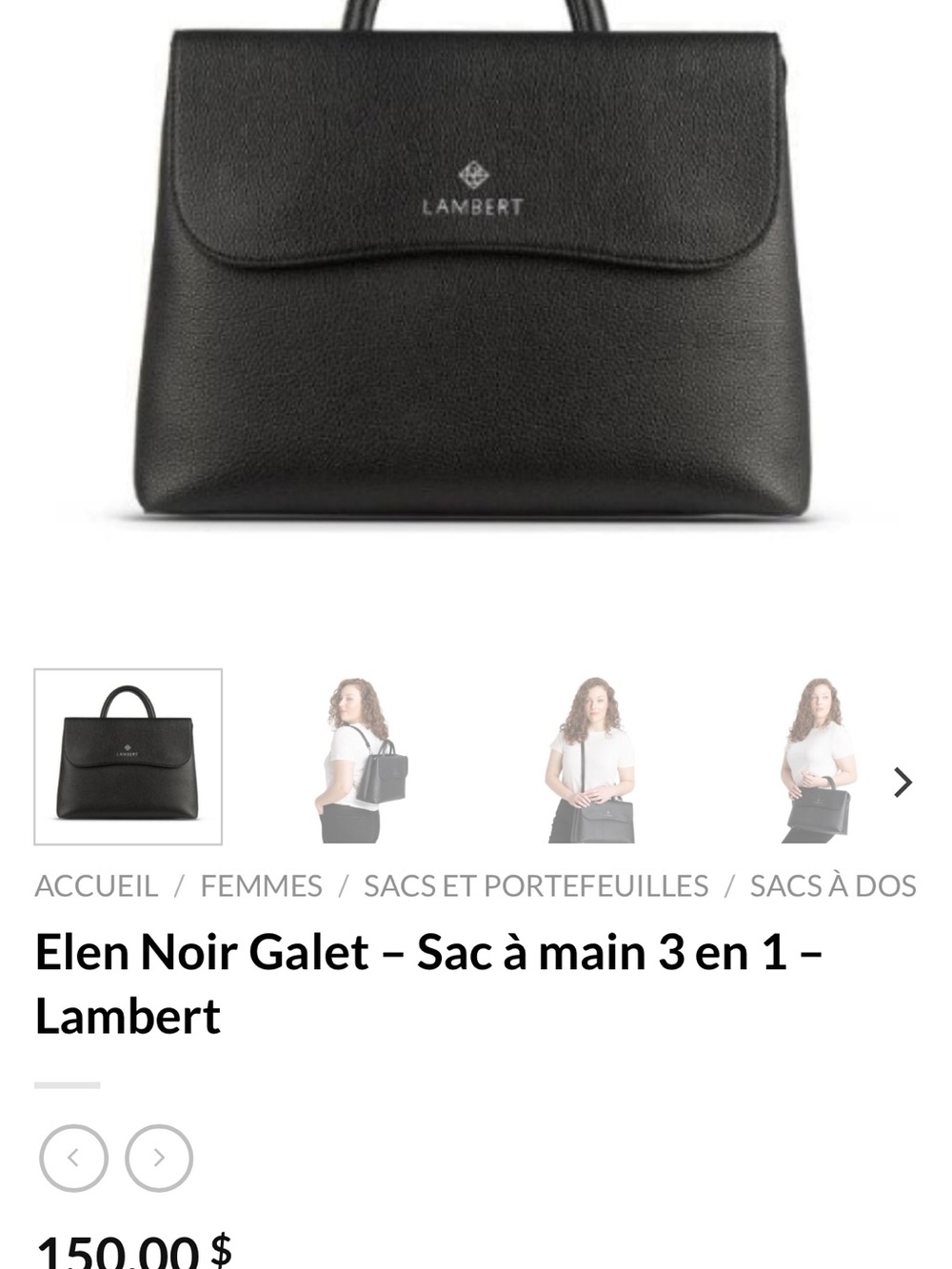 Lambert women’s Black Leather Top-Handle Bag - Picture 3 of 3